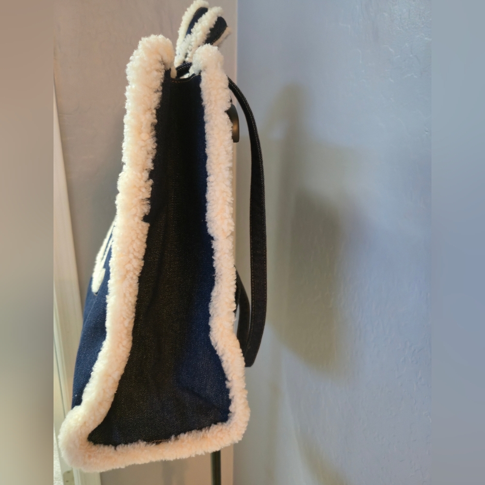 UGG x Telfar Large Denim Shearling Logo Bag Limited Edition - Picture 14 of 16